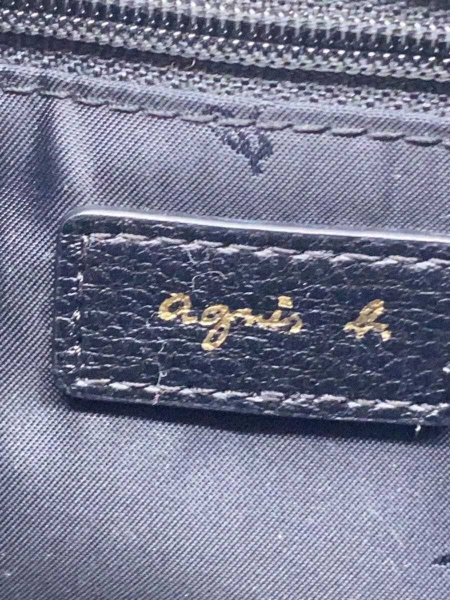 agnes b. Shoulder Bag Cowhide BLK Solid IS11-04 5