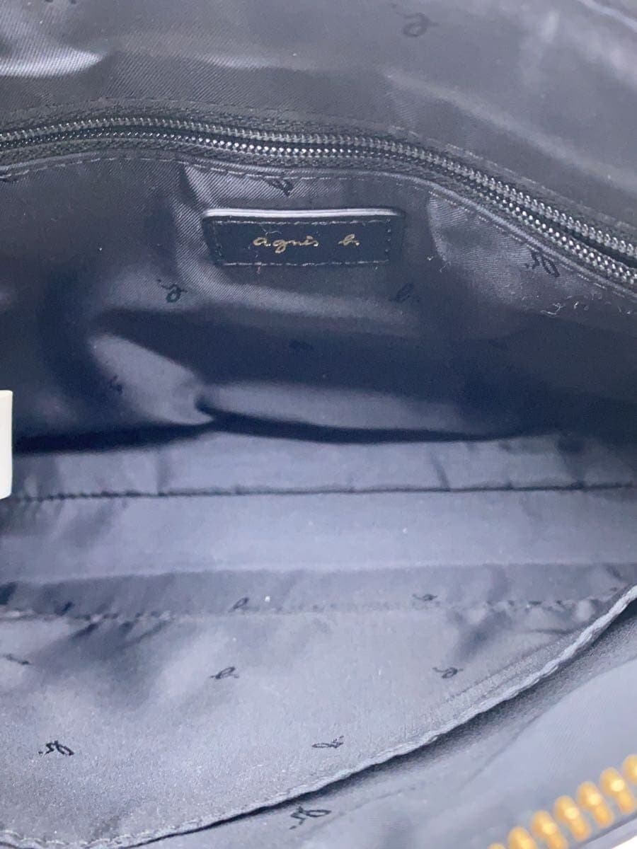 agnes b. Shoulder Bag Cowhide BLK Solid IS11-04 6