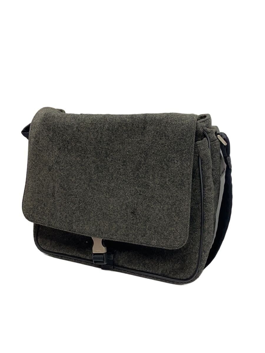 PRADA shoulder bag wool GRY solid color 2