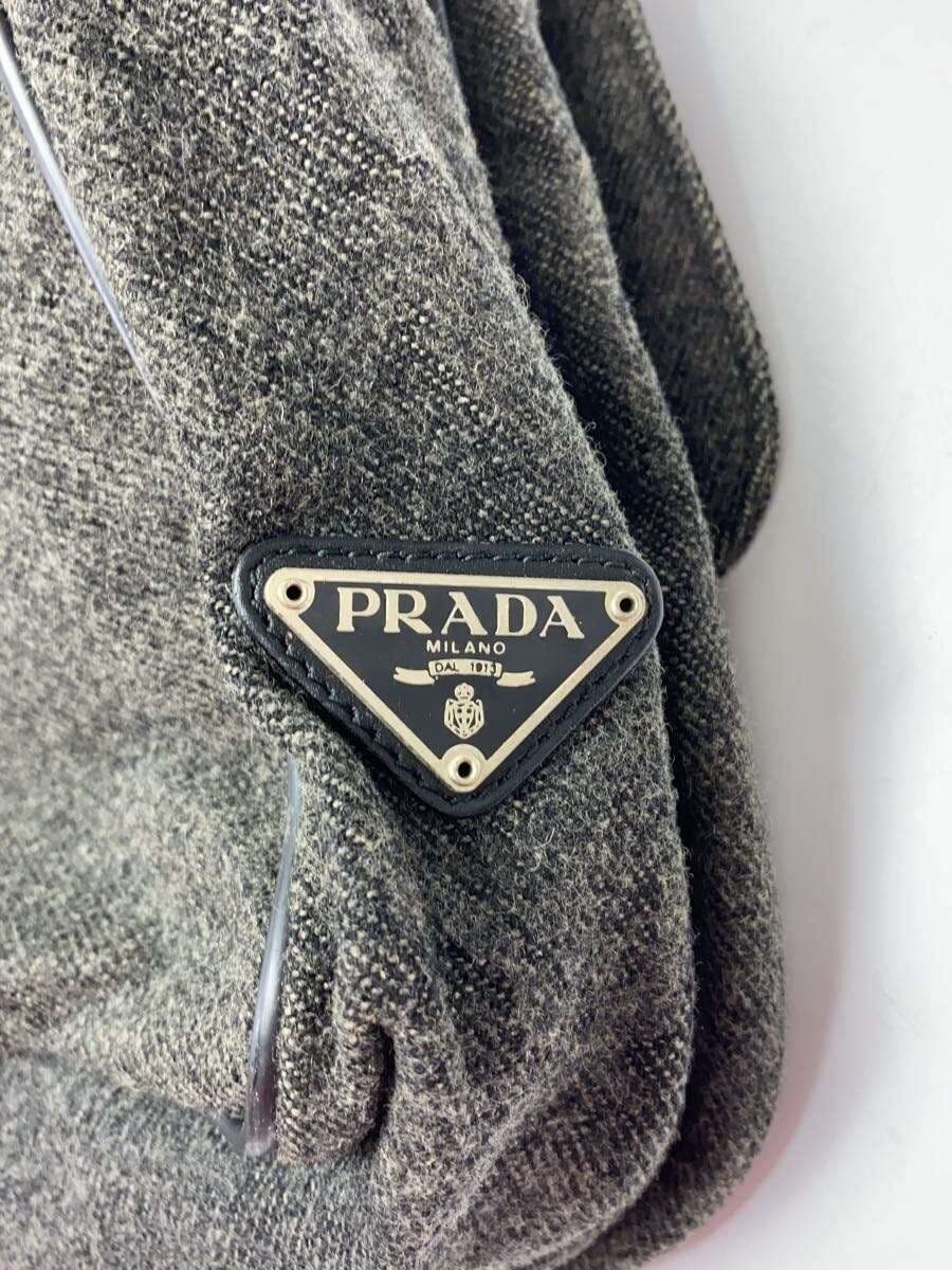 PRADA shoulder bag wool GRY solid color 8