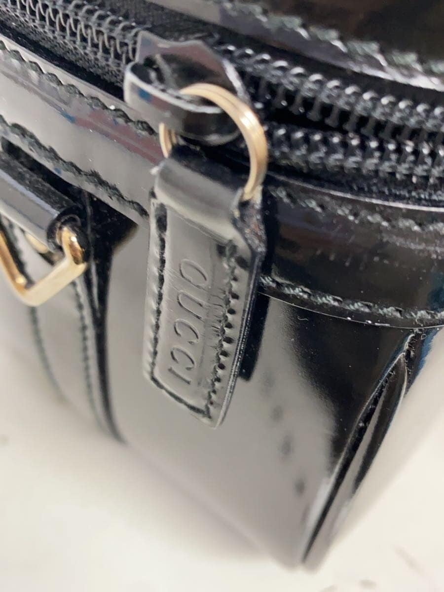 GUCCI shoulder bag enamel BLK bamboo vanity minor deterioration 5
