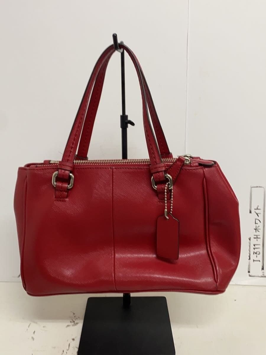 COACH Mini Jordan Double Zip 2WAY Handbag -- RED Solid 3