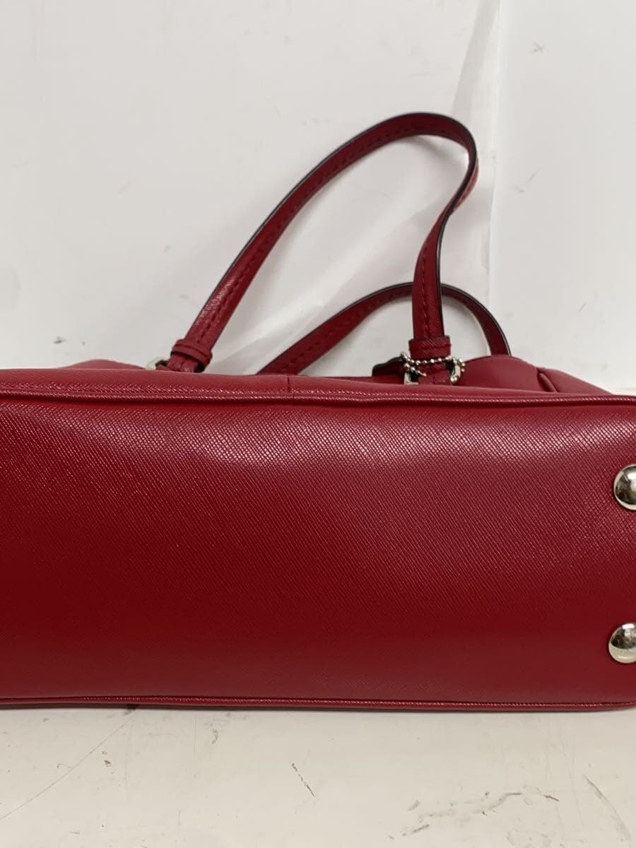 COACH Mini Jordan Double Zip 2WAY Handbag -- RED Solid 4