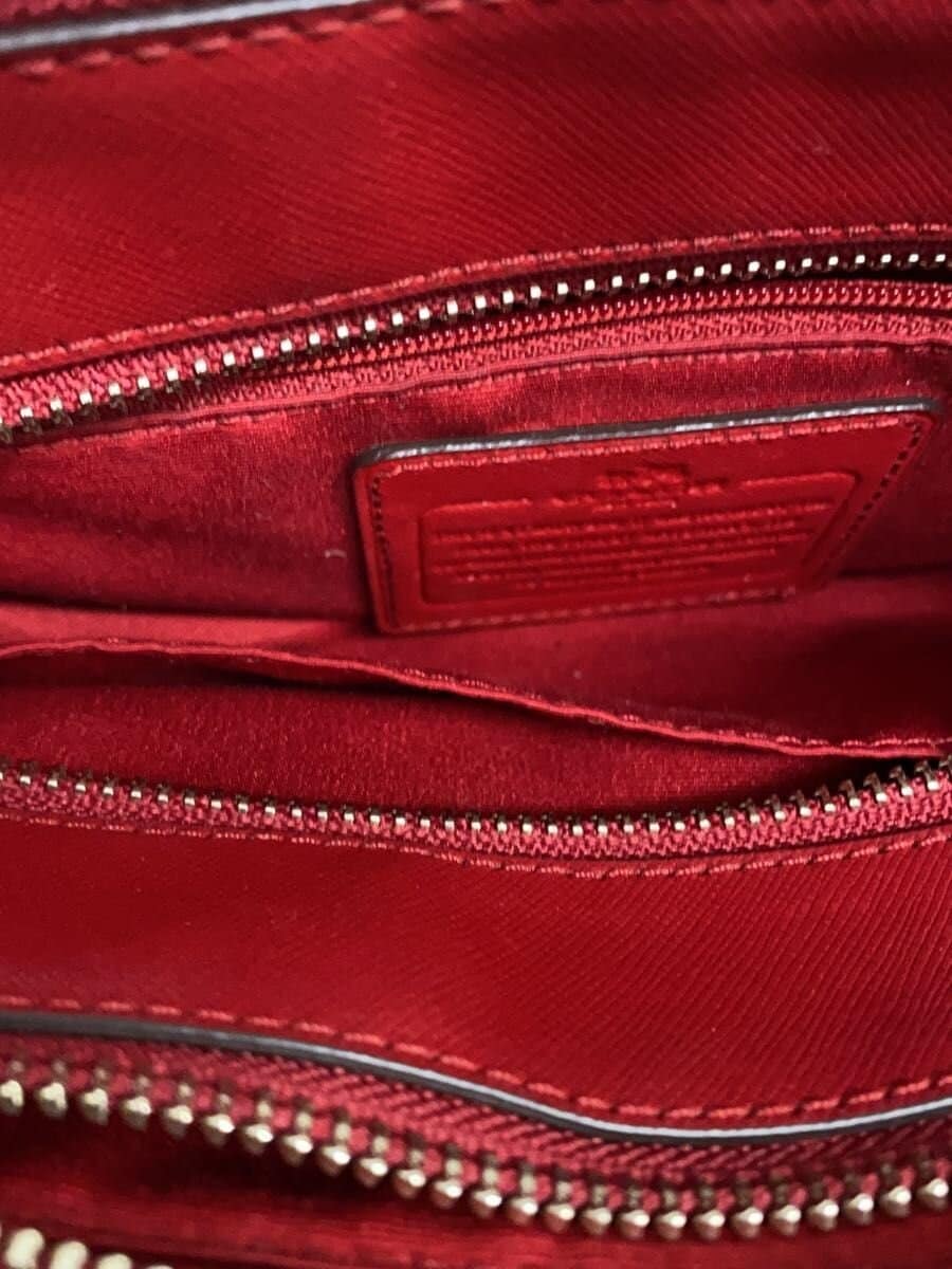 COACH Mini Jordan Double Zip 2WAY Handbag -- RED Solid 6