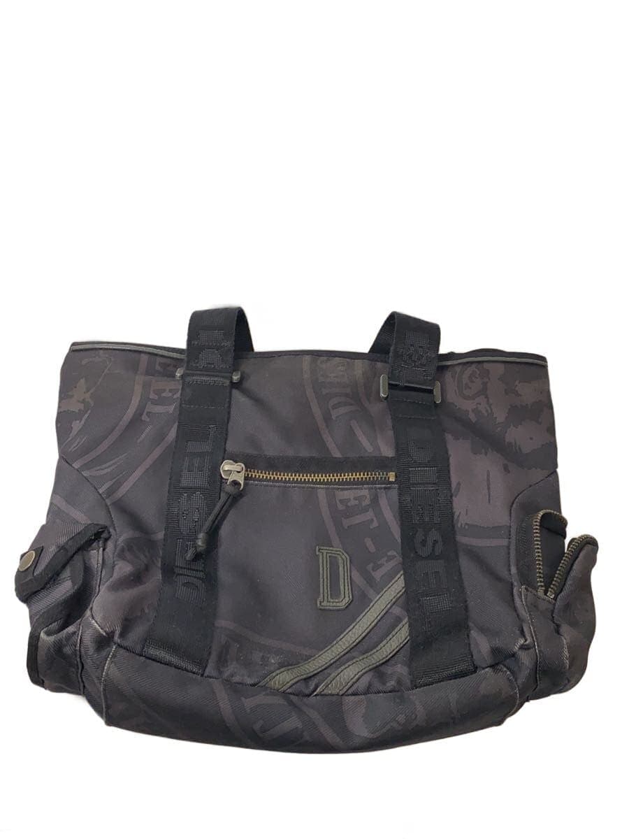 DIESEL Tote Bag Nylon Black All-over Pattern