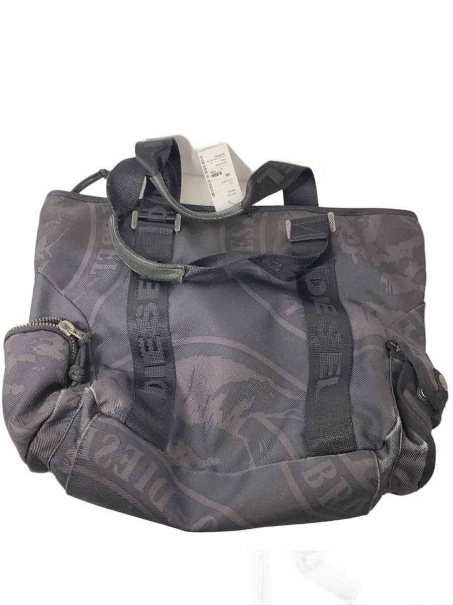 Diesel Fashion Tote Bag Nylon Black All-over Pattern 2