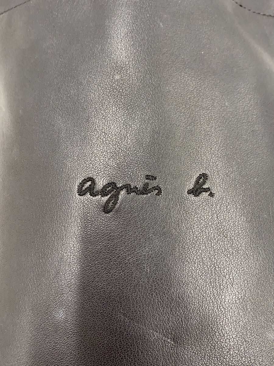 agnes b. Shoulder Bag Cowhide BLK Plain PAHO2-03 5