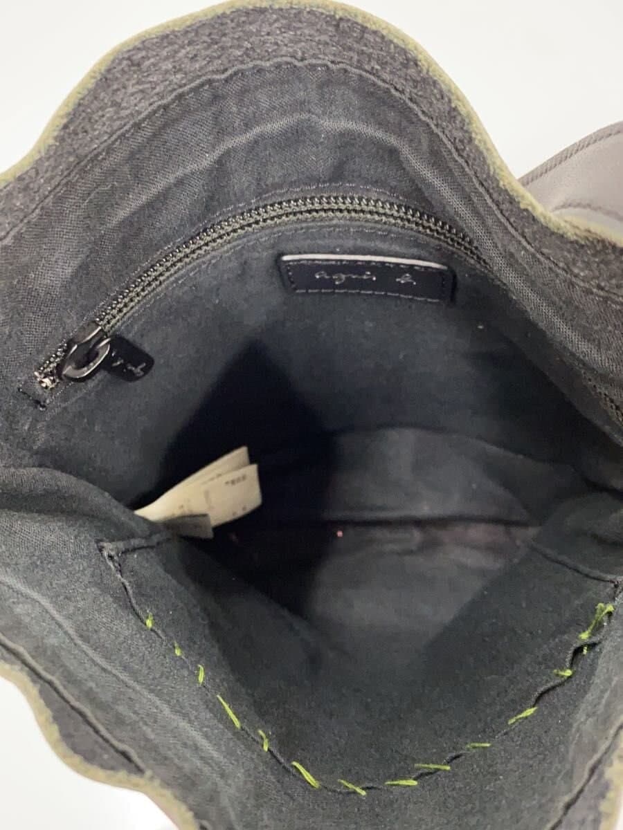 agnes b. Shoulder Bag Cowhide BLK Plain PAHO2-03 6