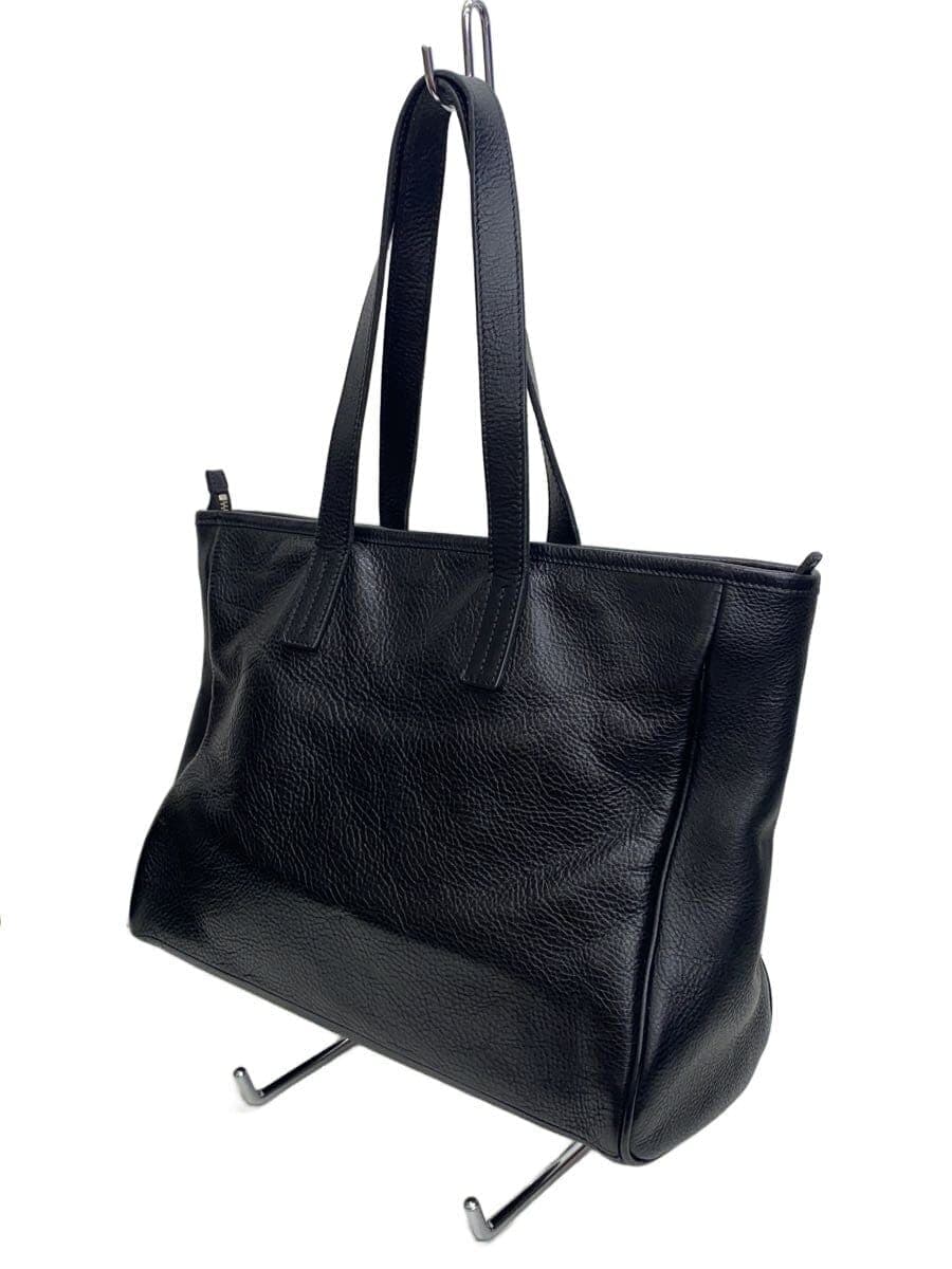 ART BROWN Tote Bag Leather Black Plain KNC00056AB 2