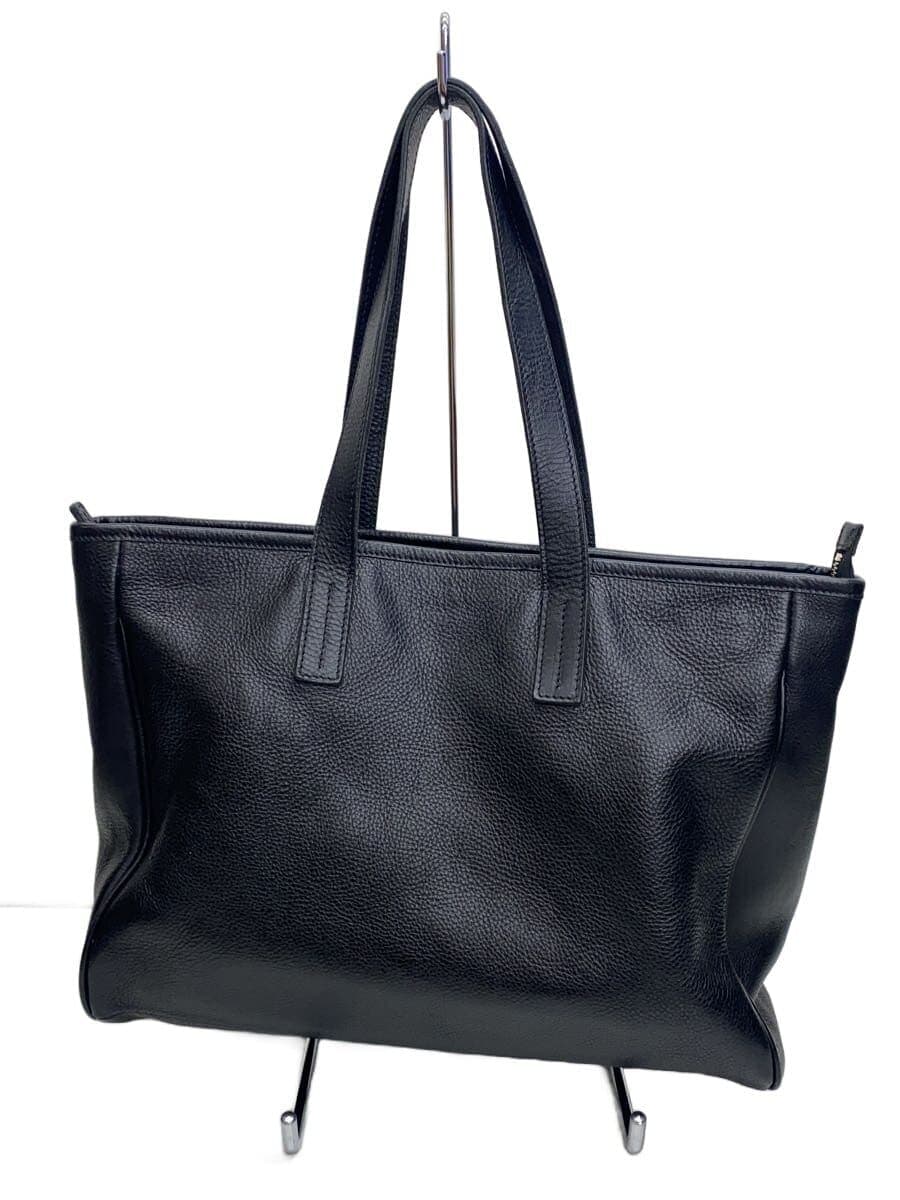 ART BROWN Tote Bag Leather Black Plain KNC00056AB 3