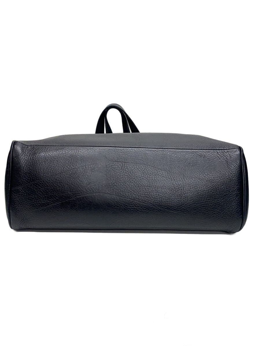 ART BROWN Tote Bag Leather Black Plain KNC00056AB 4