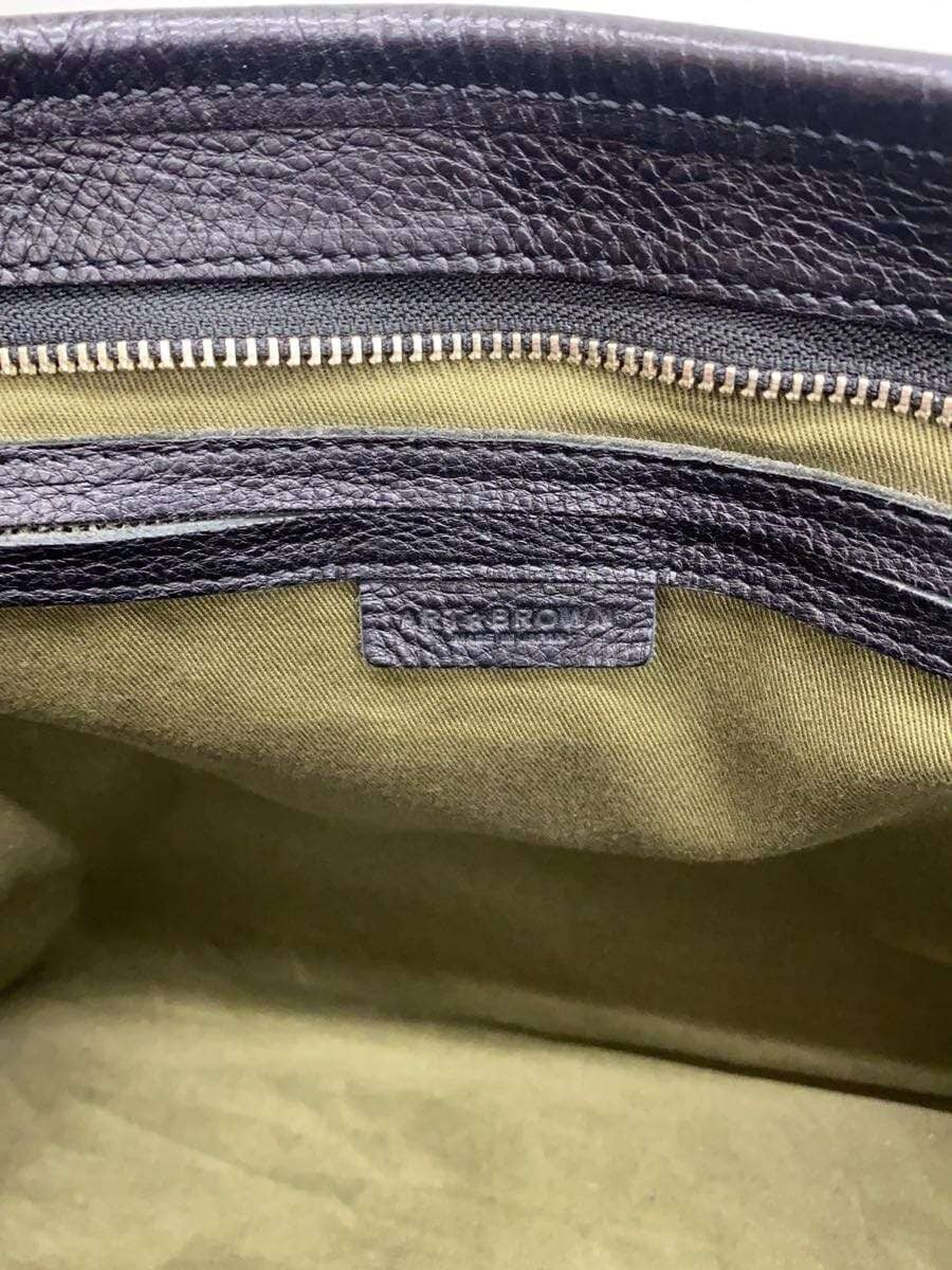 ART BROWN Tote Bag Leather Black Plain KNC00056AB 5