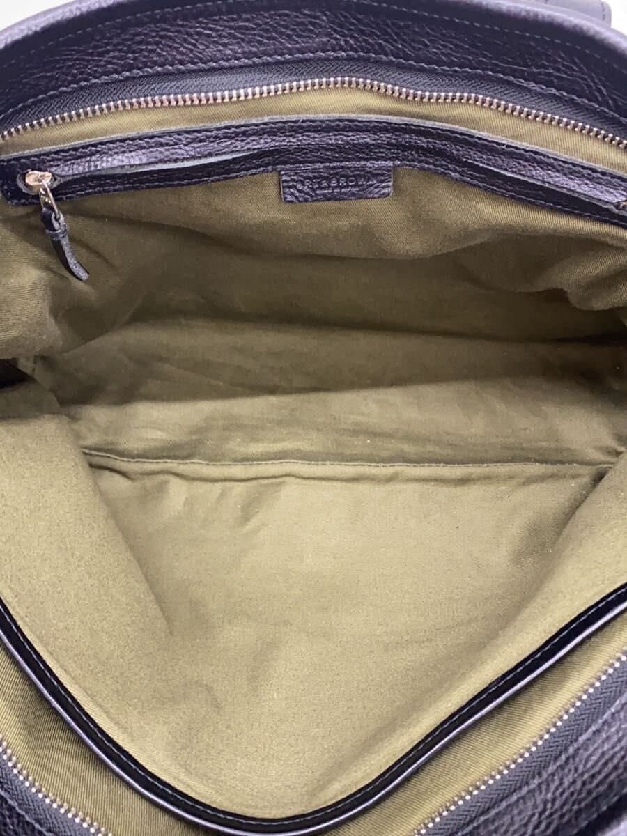 ART BROWN Tote Bag Leather Black Plain KNC00056AB 6