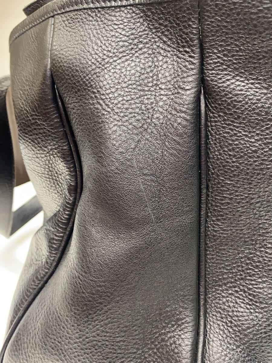 ART BROWN Tote Bag Leather Black Plain KNC00056AB 7