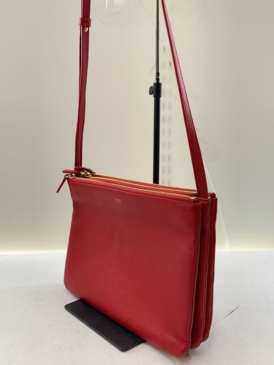 CELINE shoulder bag leather RED solid color F-MM-0164 2