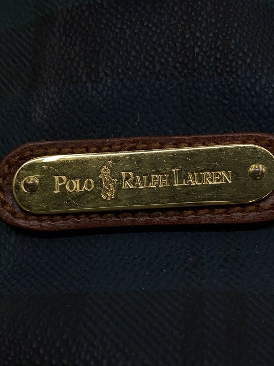 POLO RALPH LAUREN Shrunken Leather Tartan Check Tote Bag Leather GRN Check 5