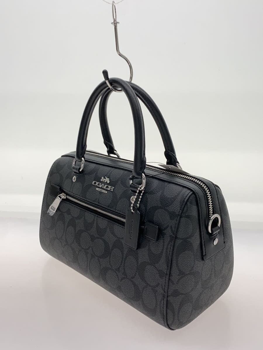 COACH Rowan Satchel Signature Dark Brown Leather Leather BLK Allover Pattern 2