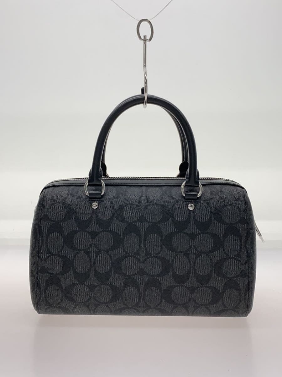 COACH Rowan Satchel Signature Dark Brown Leather Leather BLK Allover Pattern 3