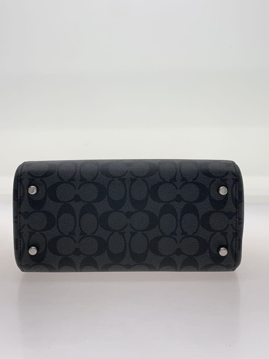 COACH Rowan Satchel Signature Dark Brown Leather Leather BLK Allover Pattern 4