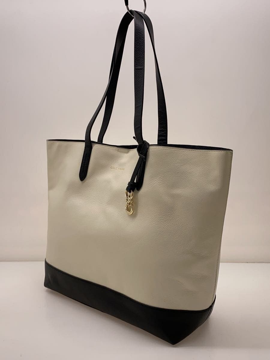 COLE HAAN Tote Bag Leather WHT Plain U02257 2