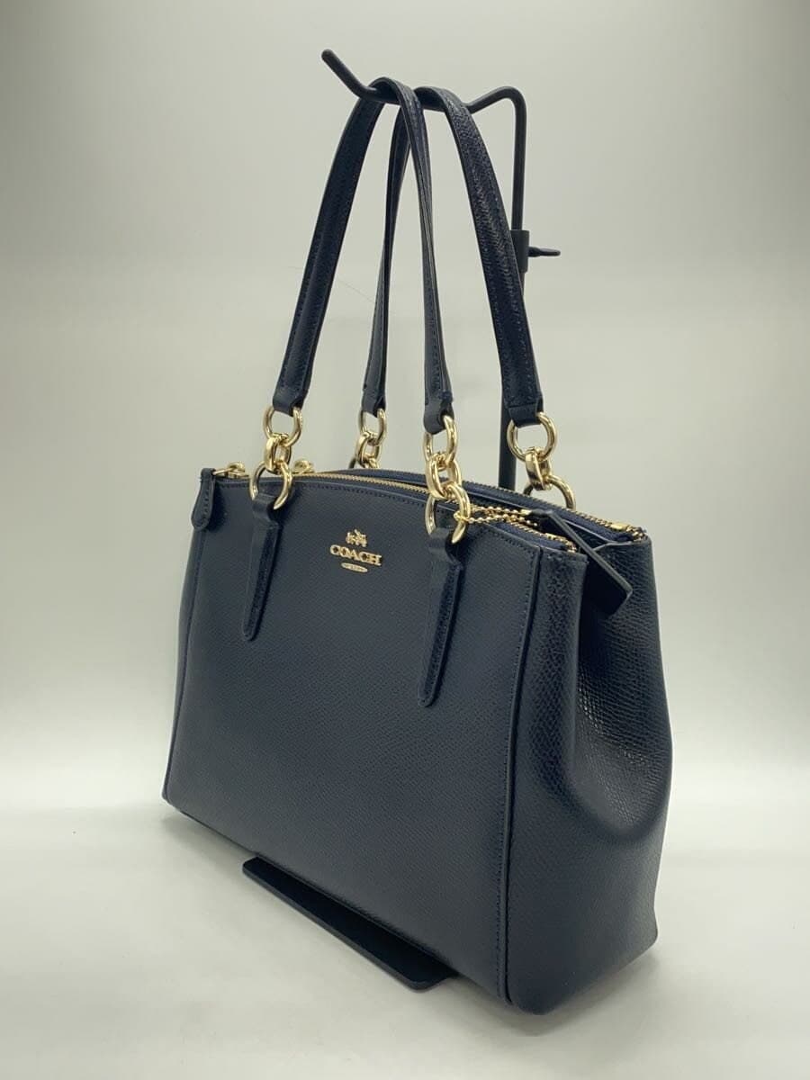 COACH handbag leather navy plain 2