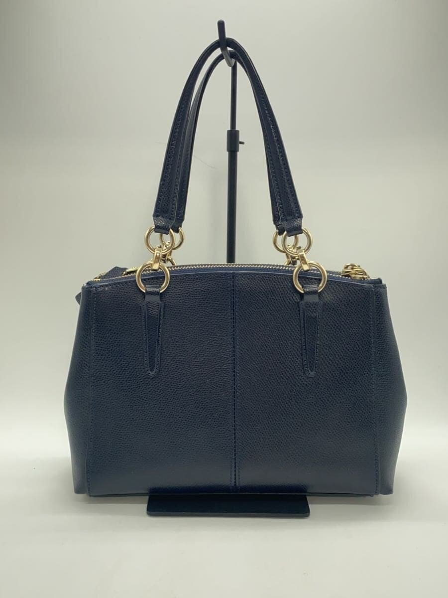 COACH handbag leather navy plain 3