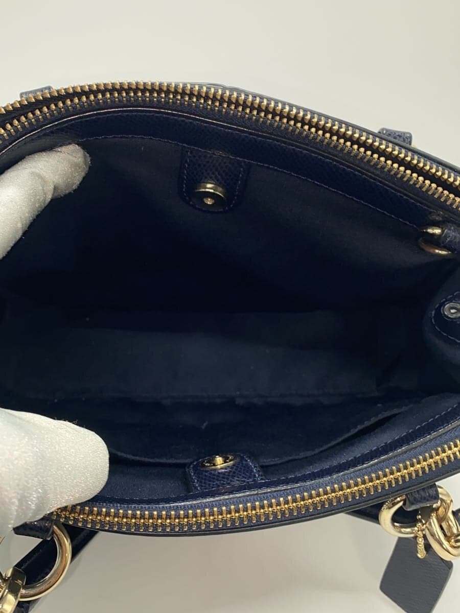 COACH handbag leather navy plain 6