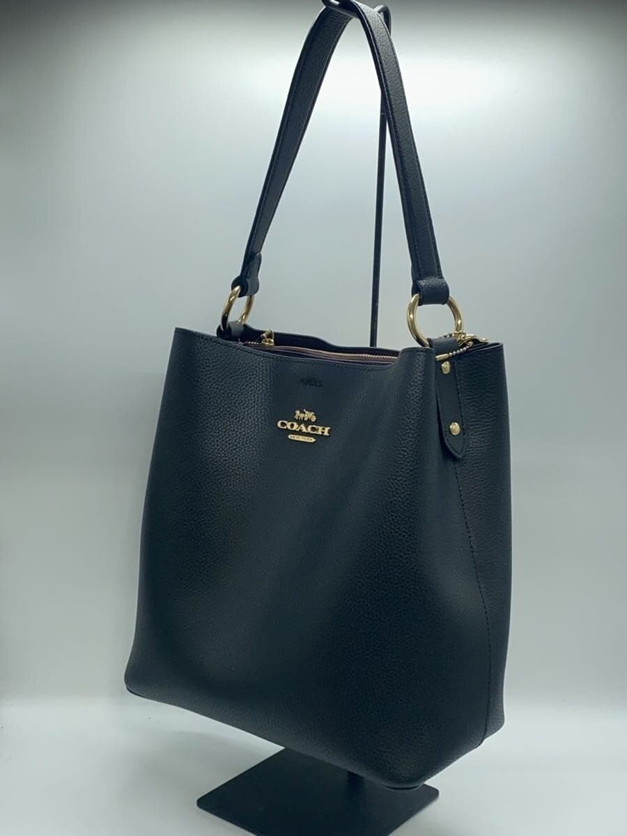 COACH bag leather BLK plain 2