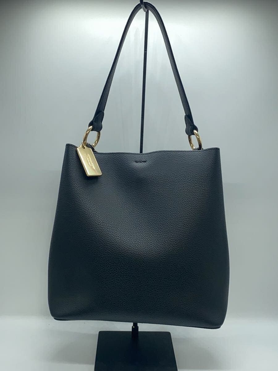 COACH bag leather BLK plain 3