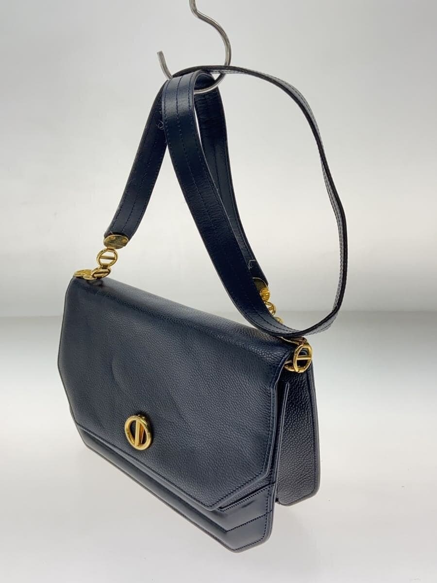 Christian Dior Old Chain Shoulder Bag Leather Navy Some scratches 2