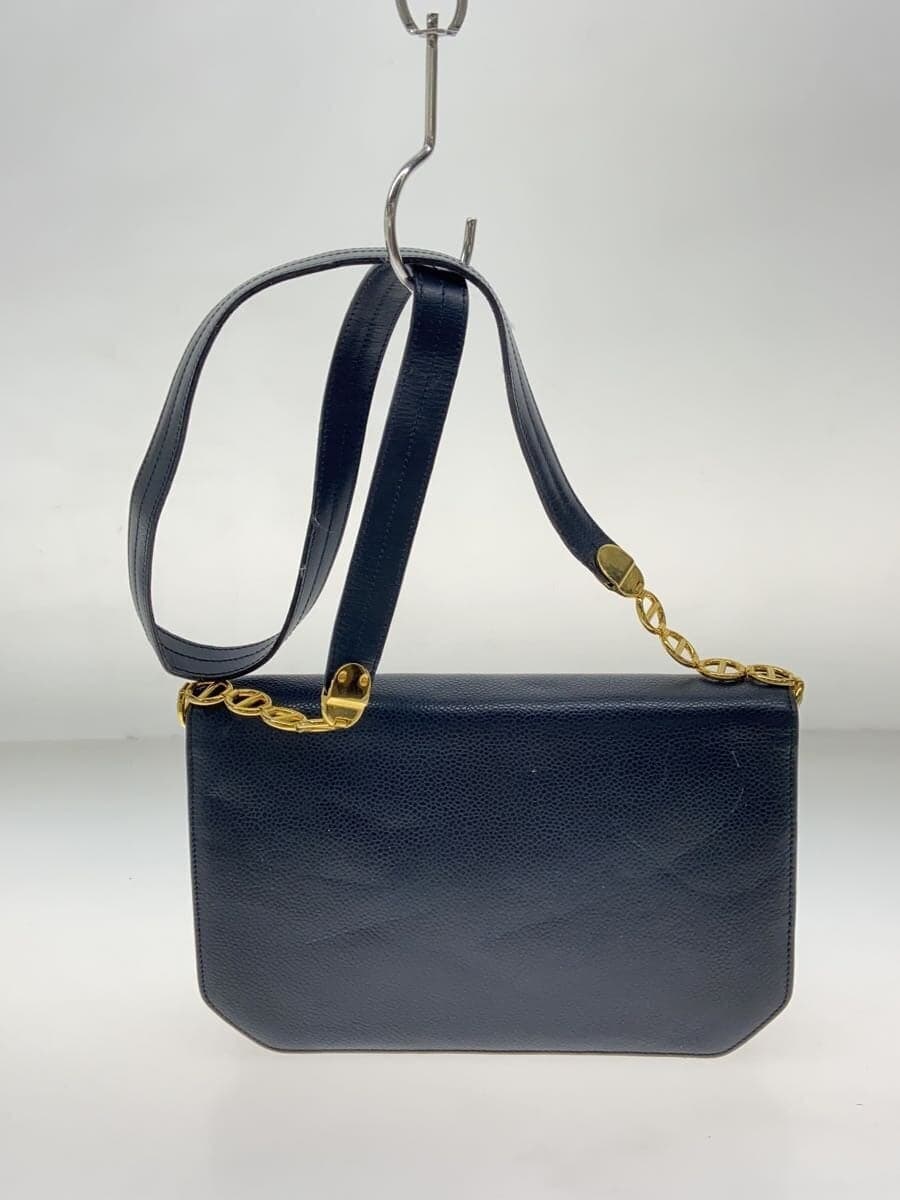 Christian Dior Old Chain Shoulder Bag Leather Navy Some scratches 3