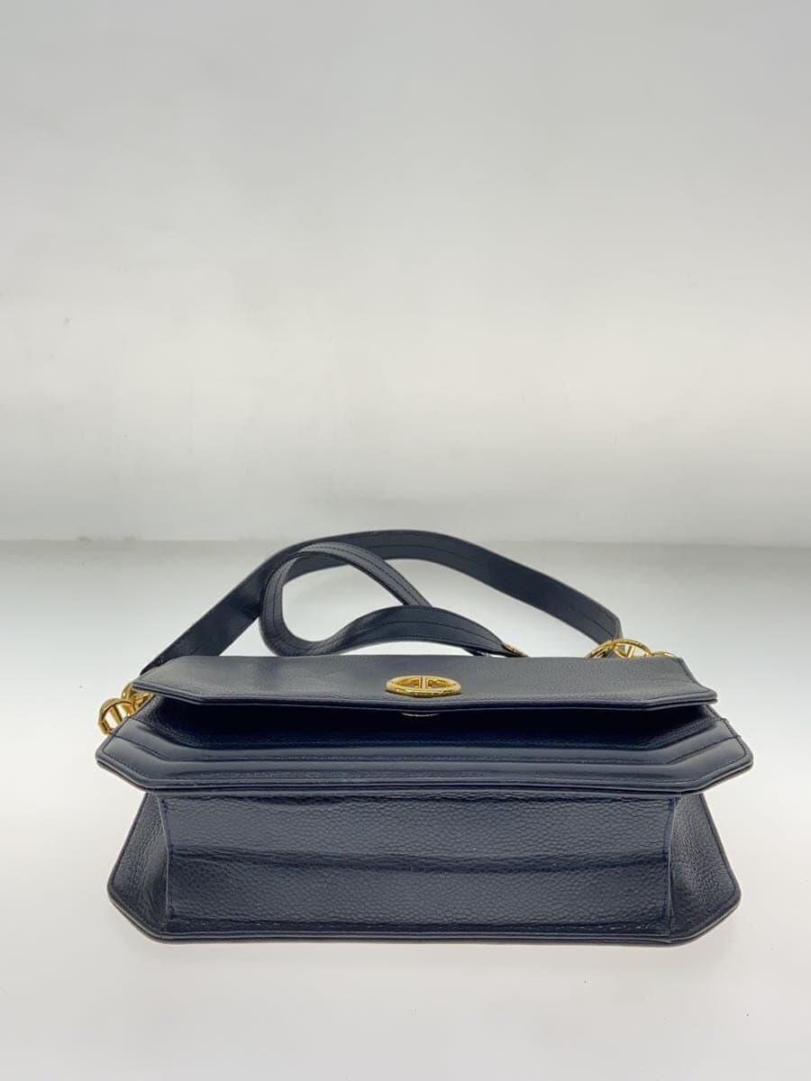 Christian Dior Old Chain Shoulder Bag Leather Navy Some scratches 4