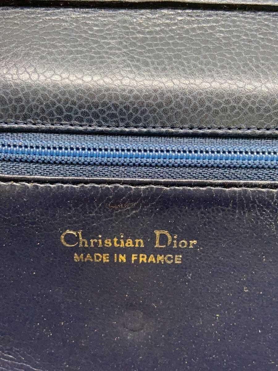 Christian Dior Old Chain Shoulder Bag Leather Navy Some scratches 5