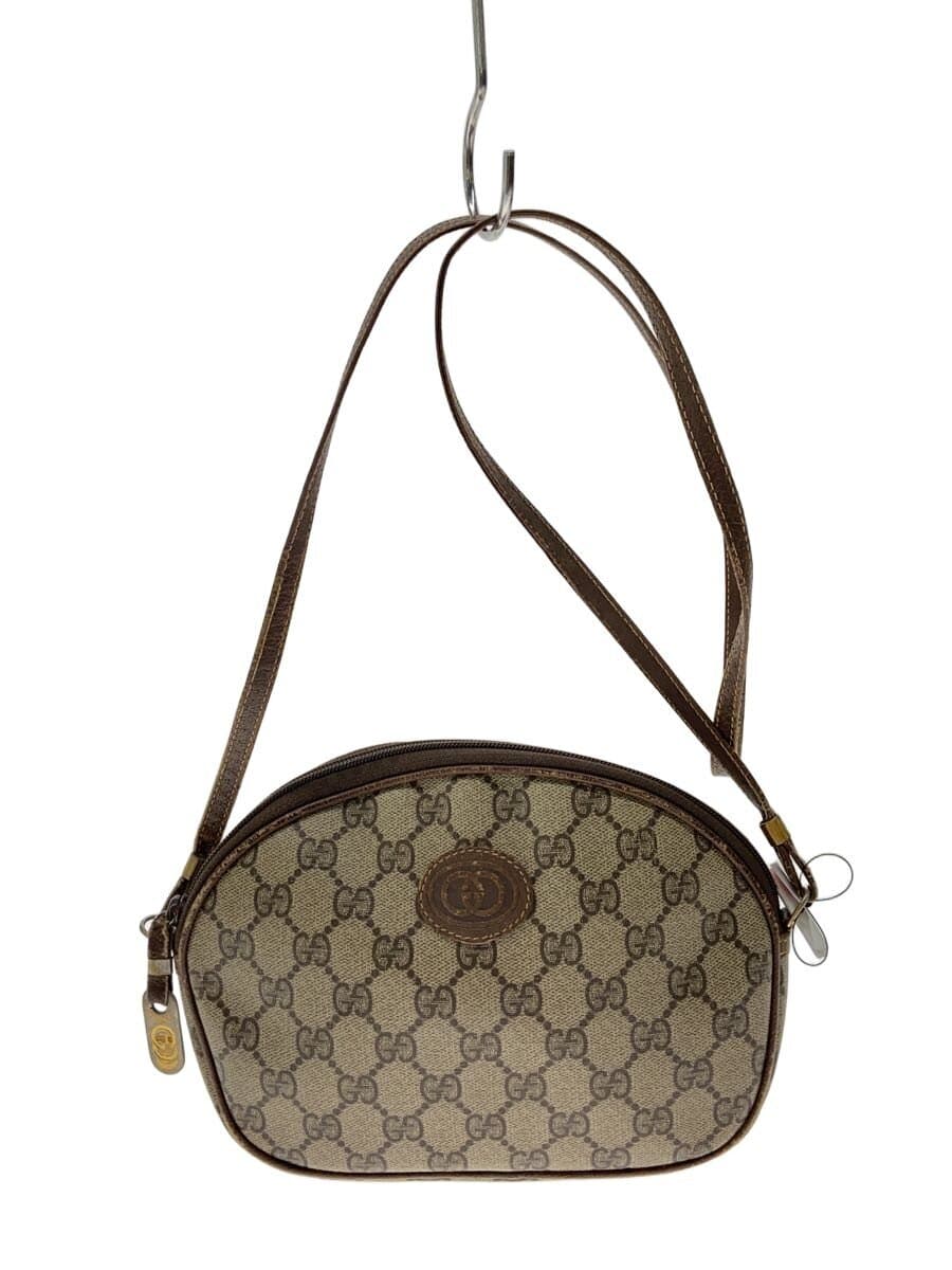 GUCCI shoulder bag PVC BEG Old Gucci Edges worn, inner dirt present