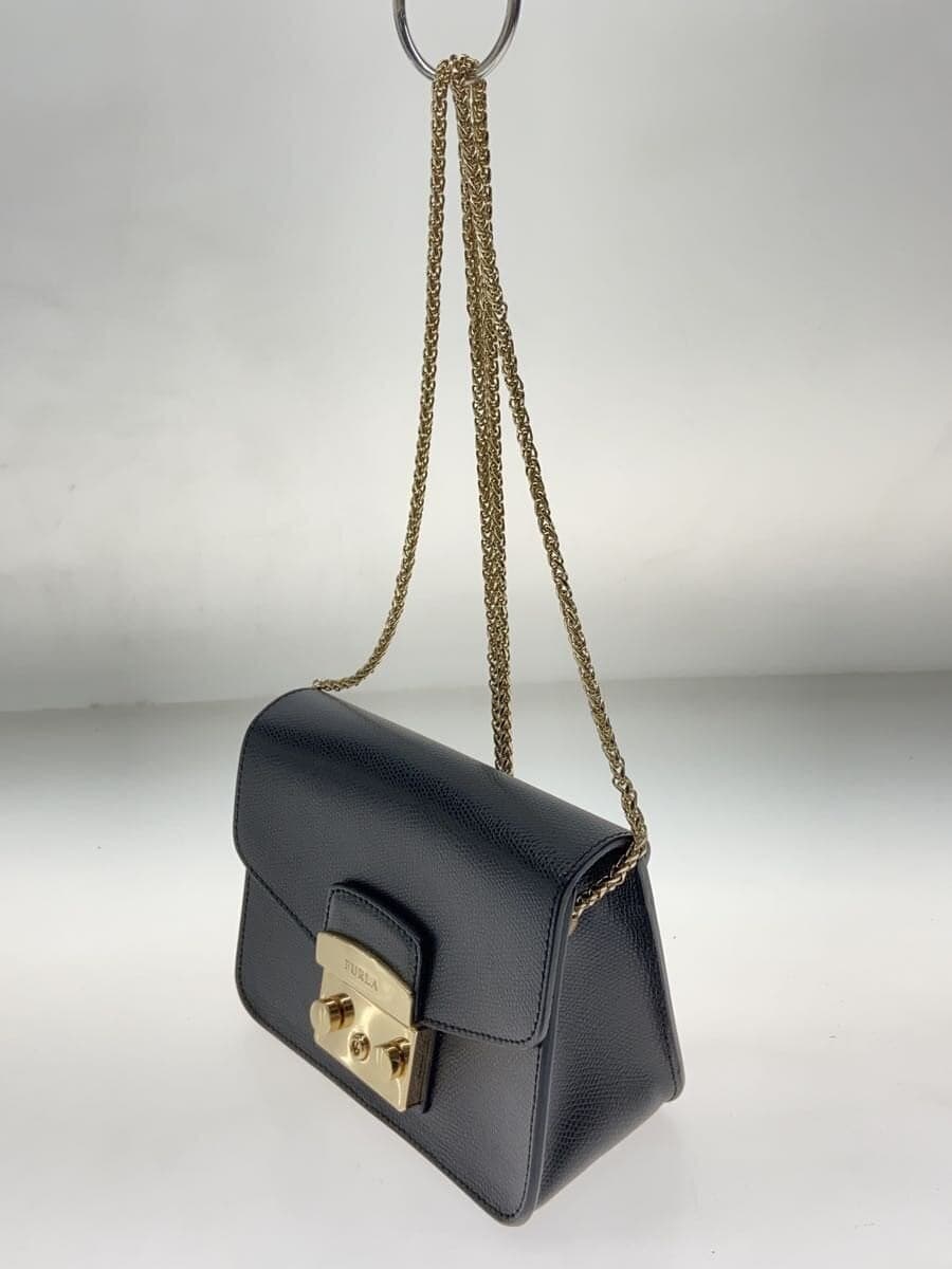 FURLA Shoulder Bag Leather Black G6400 Metropolis Chain Shoulder 2