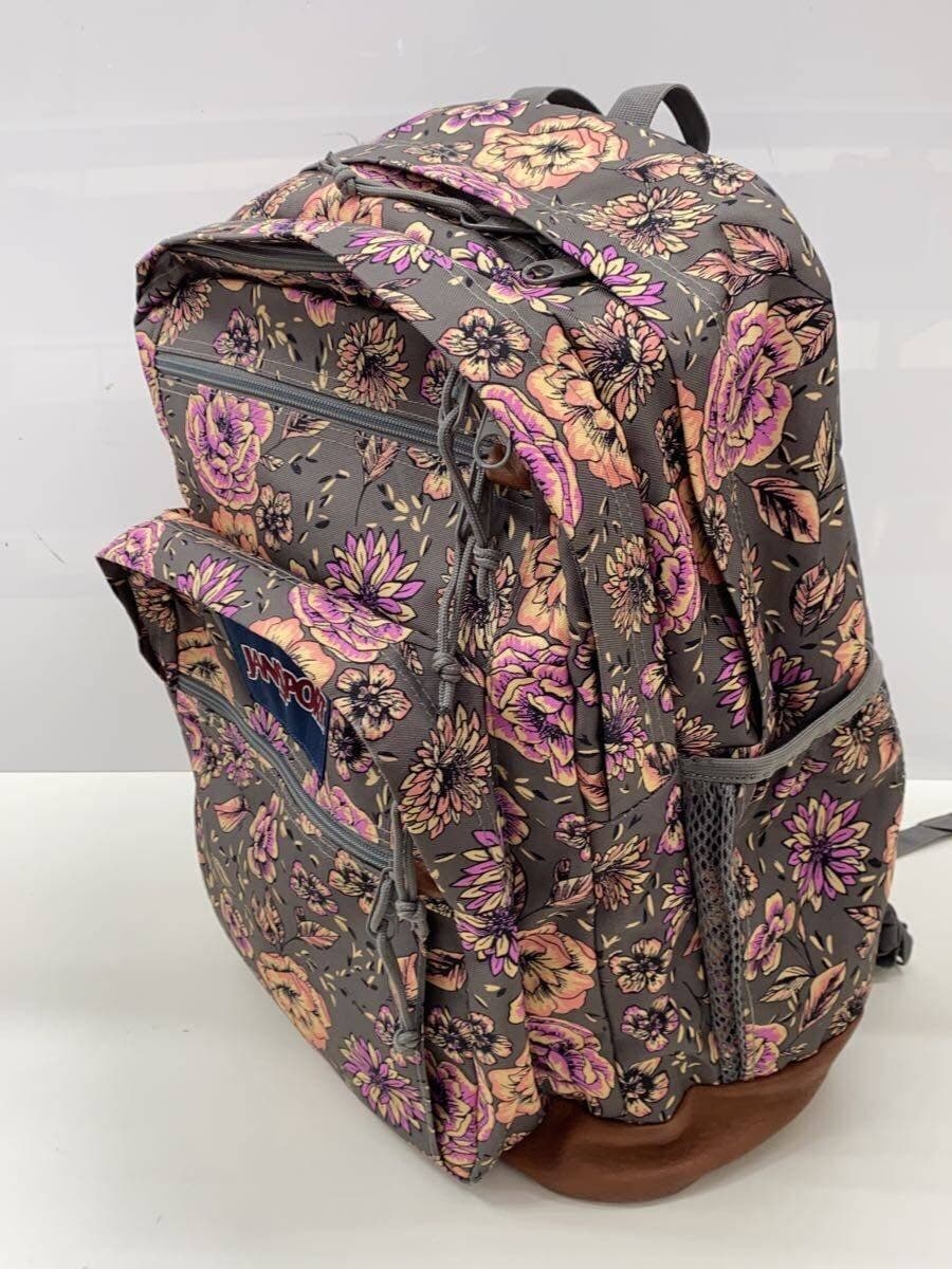 JANSPORT bottom leather flower pattern cool backpack nylon GRY all-over pattern 2