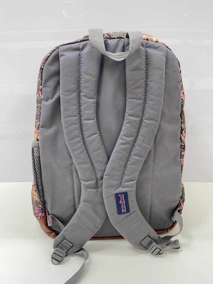 JANSPORT bottom leather flower pattern cool backpack nylon GRY all-over pattern 3