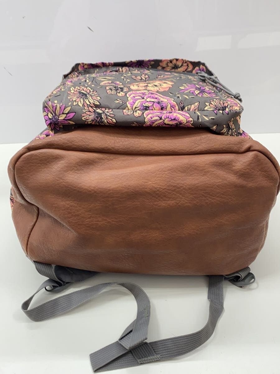 JANSPORT bottom leather flower pattern cool backpack nylon GRY all-over pattern 4