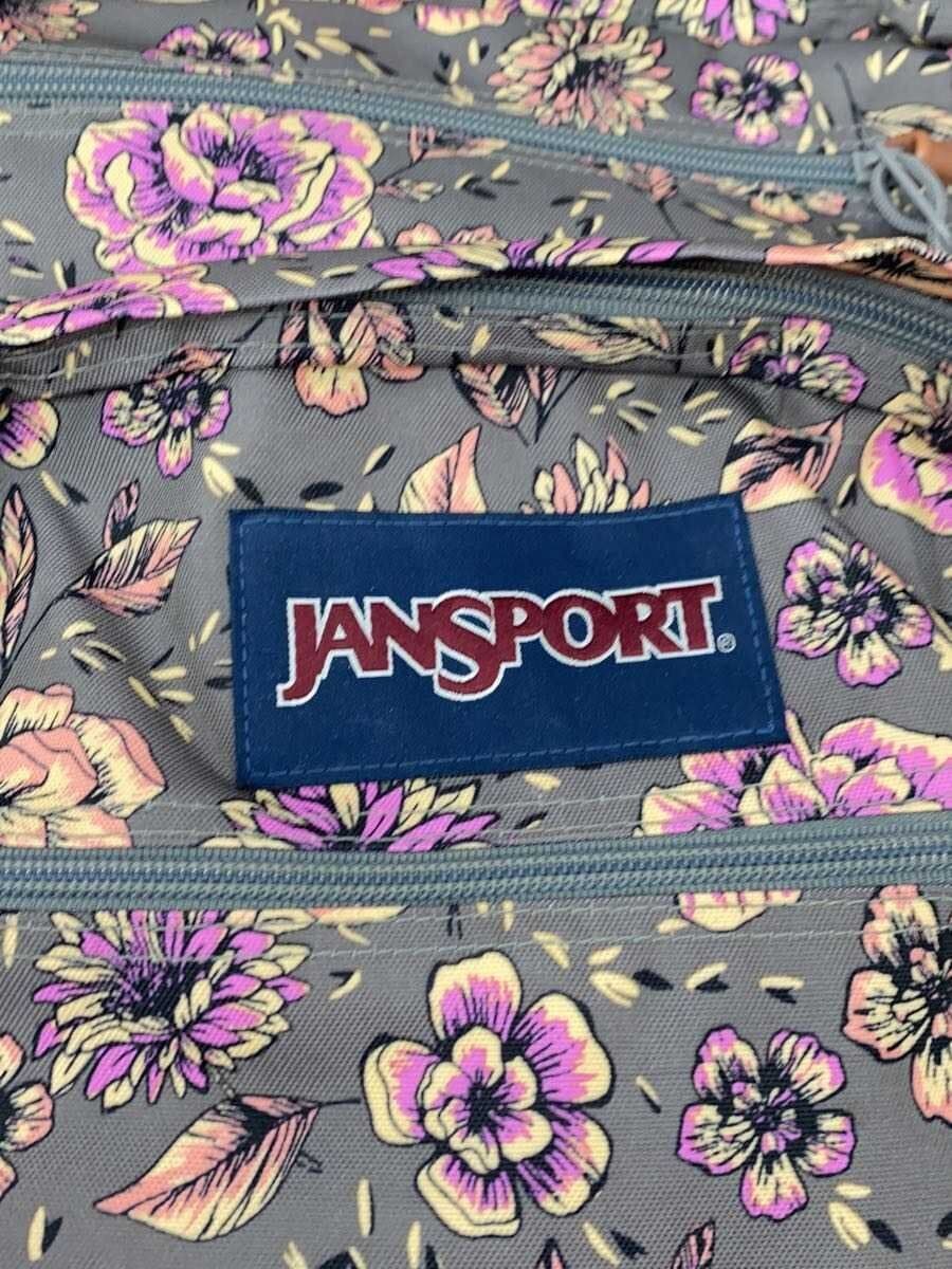 JANSPORT bottom leather flower pattern cool backpack nylon GRY all-over pattern 5