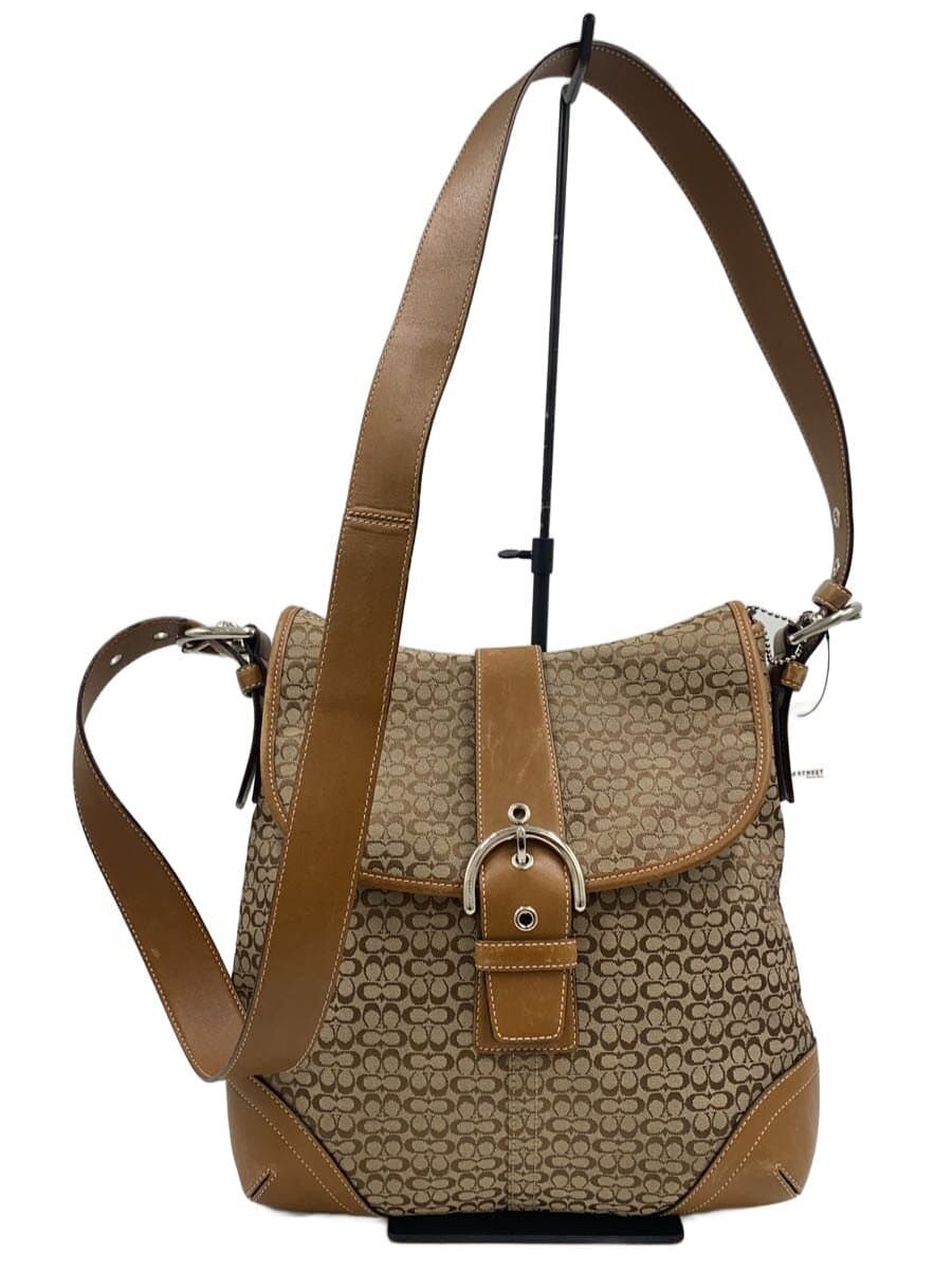 COACH Shoulder Bag Canvas BEG All Over Pattern 6376