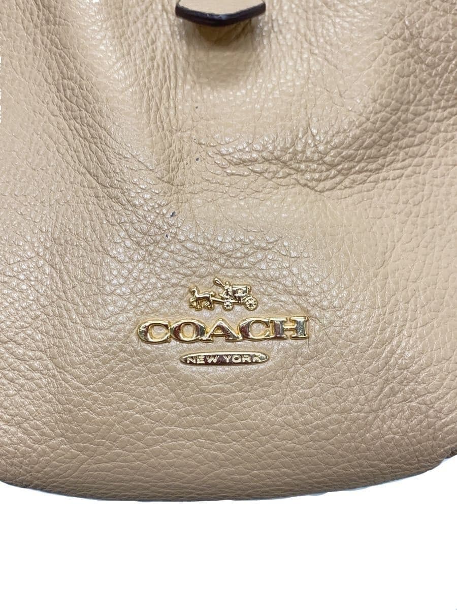 COACH Shoulder Bag Leather Beige F35595 5