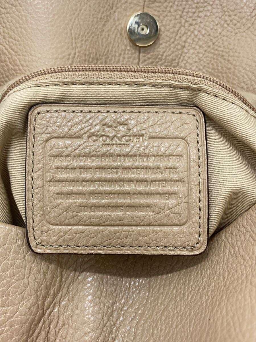 COACH Shoulder Bag Leather Beige F35595 9