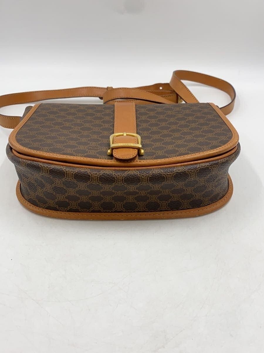 CELINE Shoulder Bag Leather BRW All-over Print 4