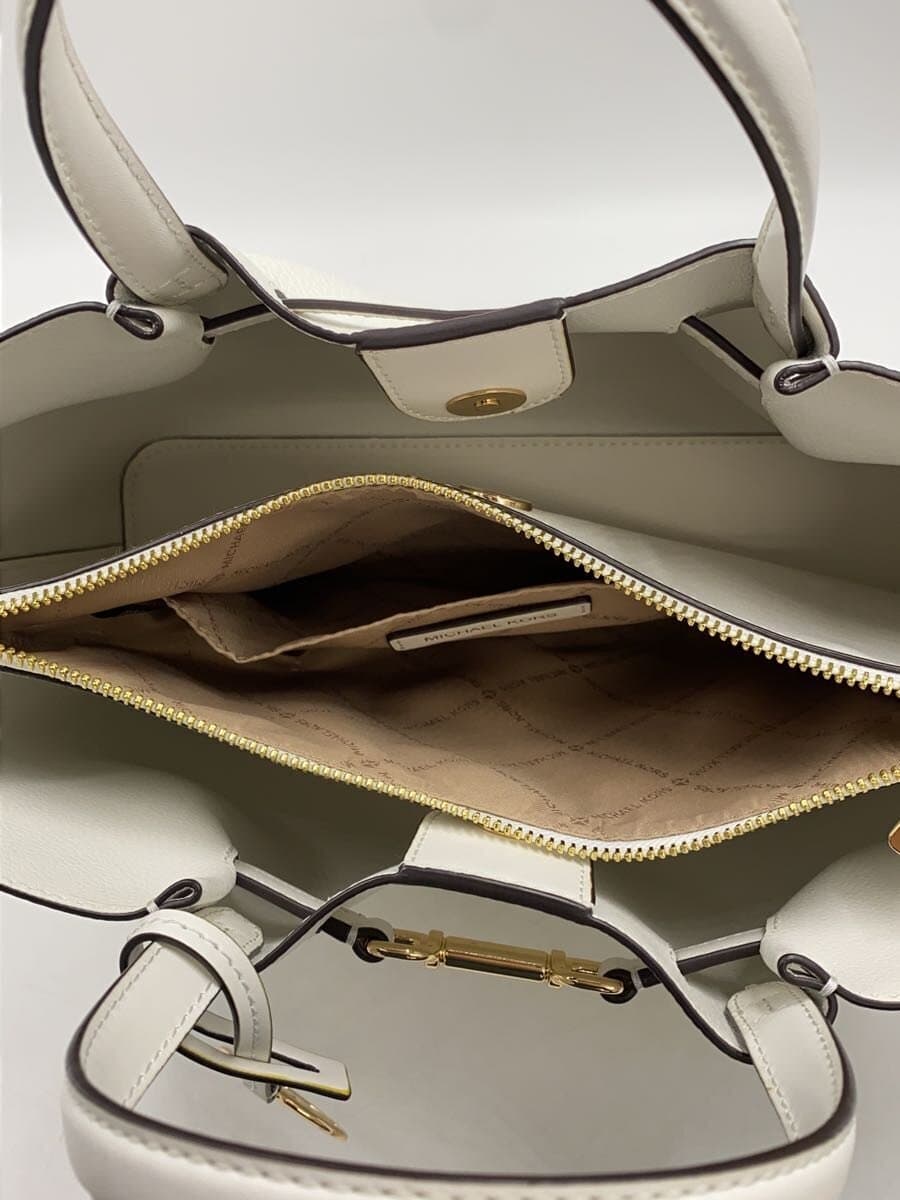 MICHAEL KORS Carson Medium Pebbled Leather Satchel Handbag -- WHT 35S5G2ZS3T 6