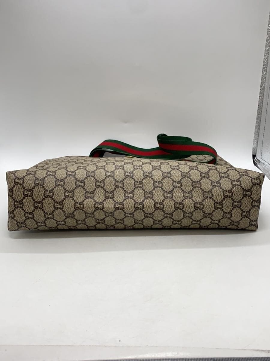 GUCCI PLUS Old Gucci Sherry Line GG Plus Tote Bag -- BEG All-over pattern Logo 4