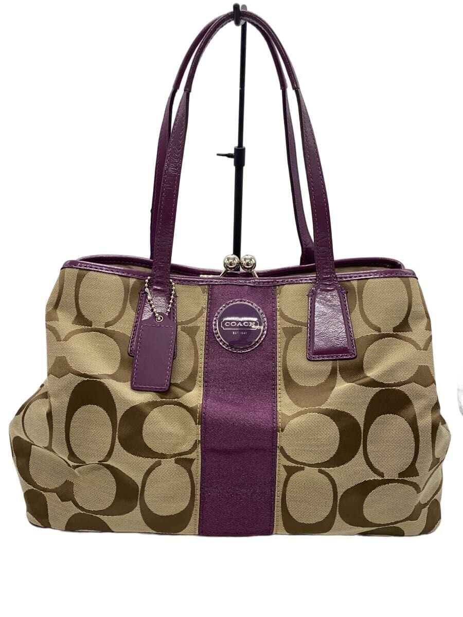 COACH Stripe Framed Carryall_Signature_Purple Leather -- Allover Pattern F13533