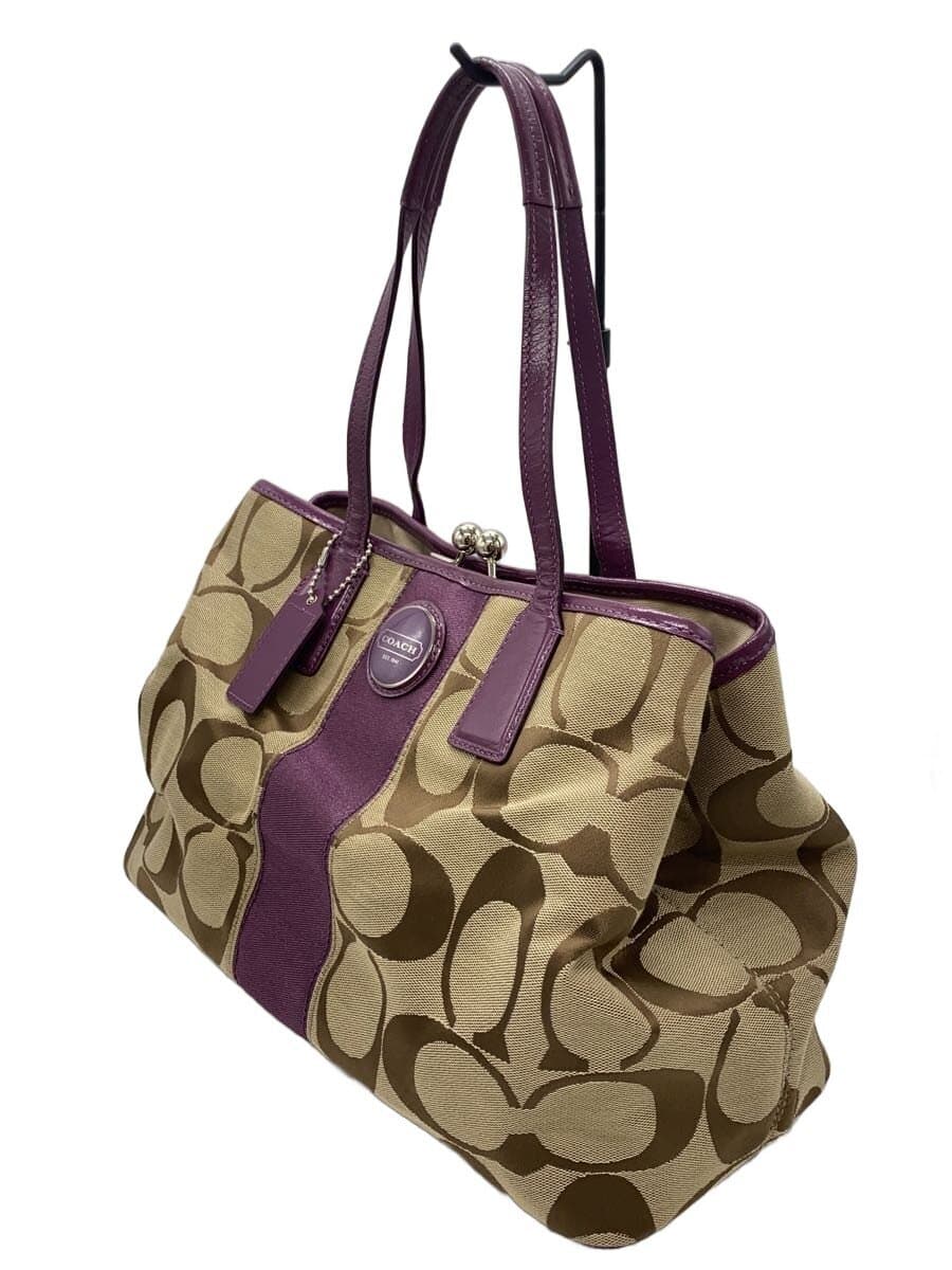 COACH Stripe Framed Carryall_Signature_Purple Leather -- Allover Pattern F13533 2