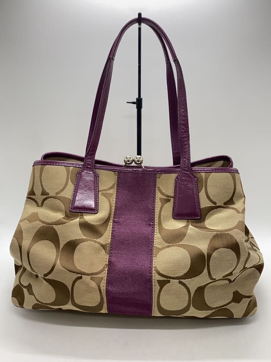 COACH Stripe Framed Carryall_Signature_Purple Leather -- Allover Pattern F13533 3