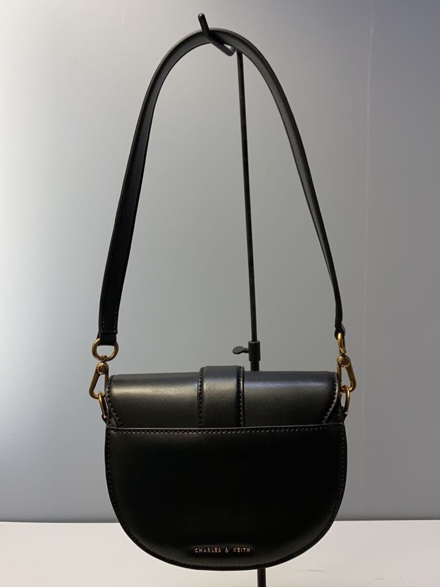 CHARLES&KEITH Gabine Saddle Bag Shoulder Bag Leather BLK 3
