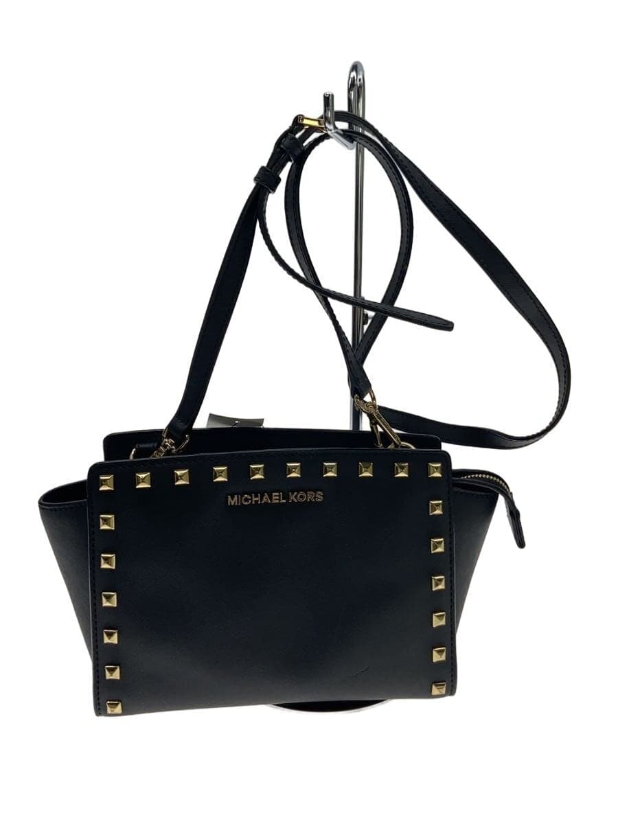 MICHAEL KORSSELMA Studs Messenger Bag Shoulder Bag Faux Leather BLK